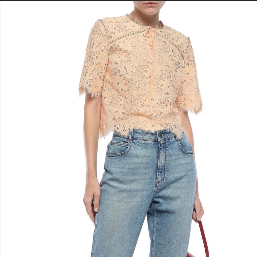 SANDRO Utopie crystal-trimmed corded lace top size 2 fits us s-m